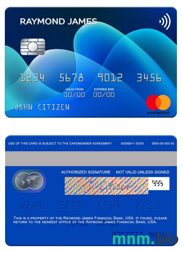 USA Raymond James Financial Bank przykład karty mastercard w formacie PSD